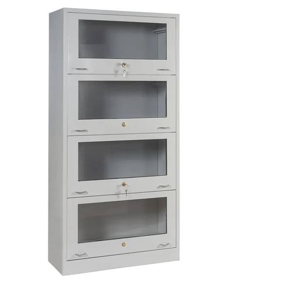 4-Shelf Glass Door Bookshelf